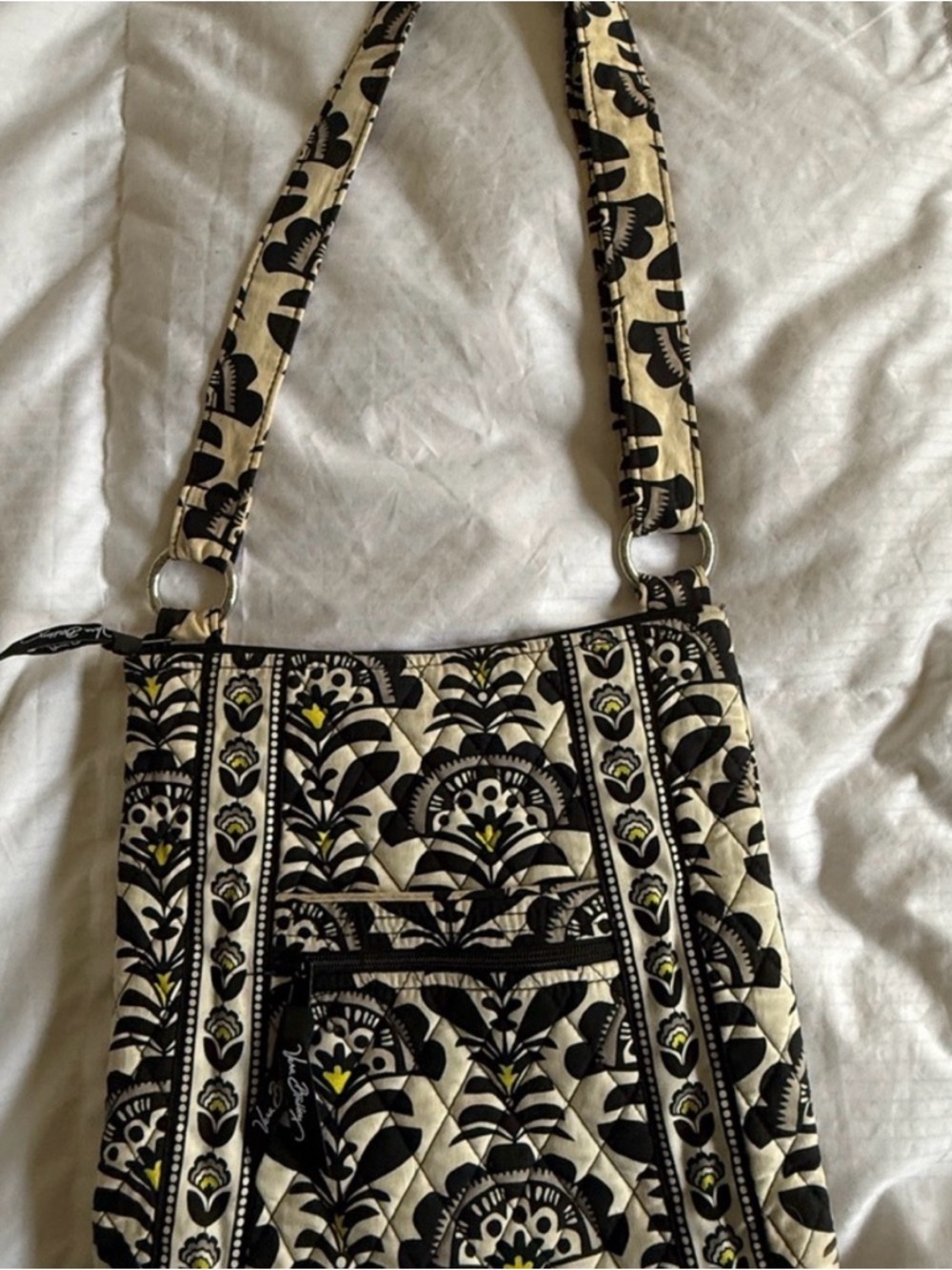 Vera Bradley Black, White & Yellow Floral Quilted Crossbody - Picture 2 of 3